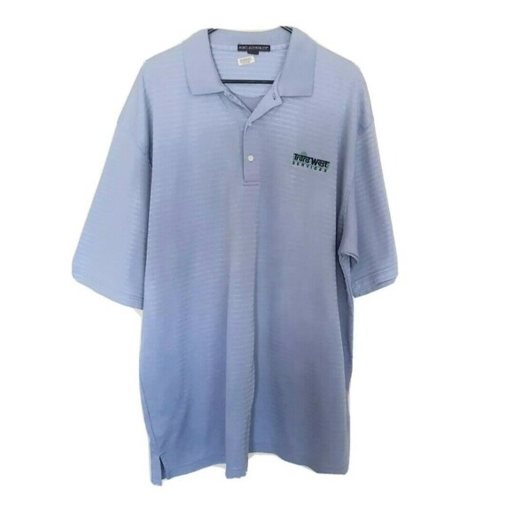 Port Authority Men's Blue Short Sleeve Polo Golf Shirt Size 2XL Slit Logo Collar